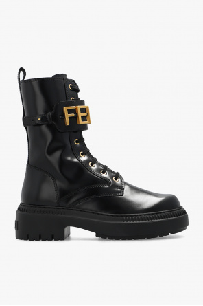 ショートブーツ・ブーティ FENDI BLACK LEATHER ANKLE BOOTS Domino Leather Black | Fendi